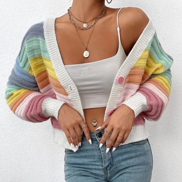 Colorblock Button down Cardigan - Picture 9 of 9